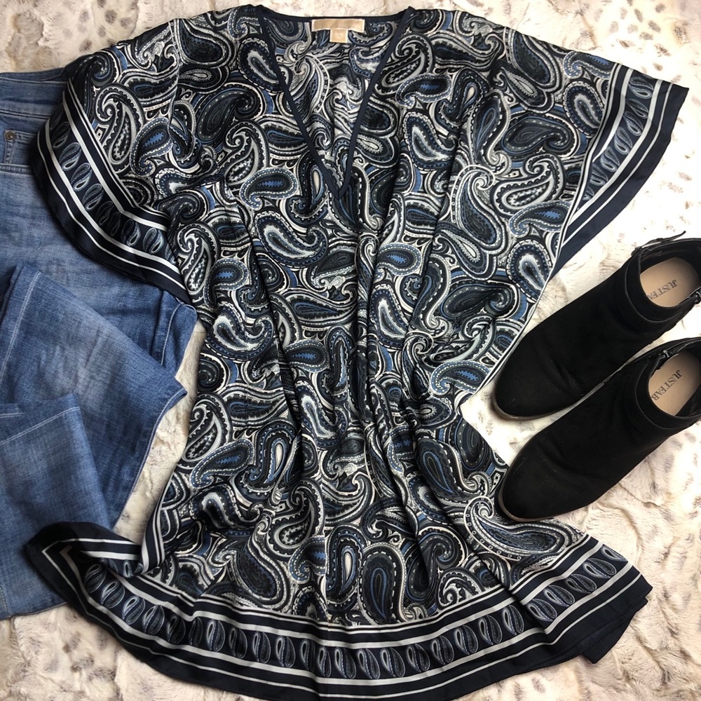 Michael Michael Kors Blue Paisley Silky Tunic